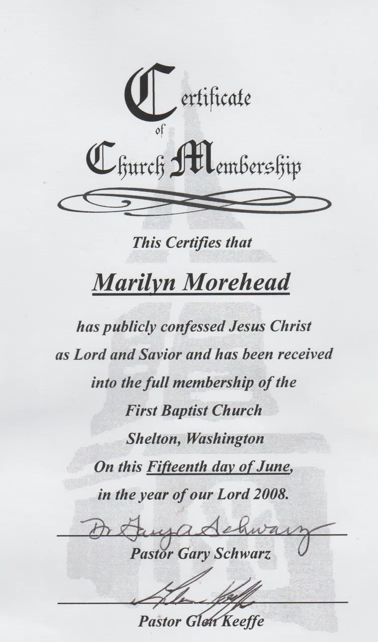 2008-06-15 - Marilyn - Church Membership Certificate - 1st Baptist Church, Shelton, WA-1.jpg