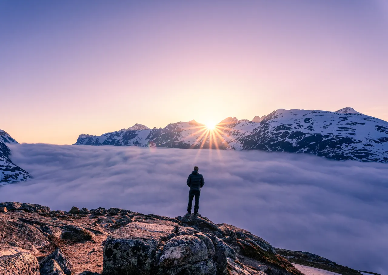 Selfie above the fog