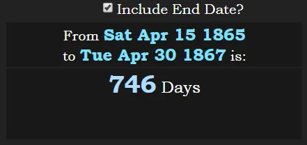 From Abraham Lincoln assassination to Golden Gate at 265° day are 746d.PNG