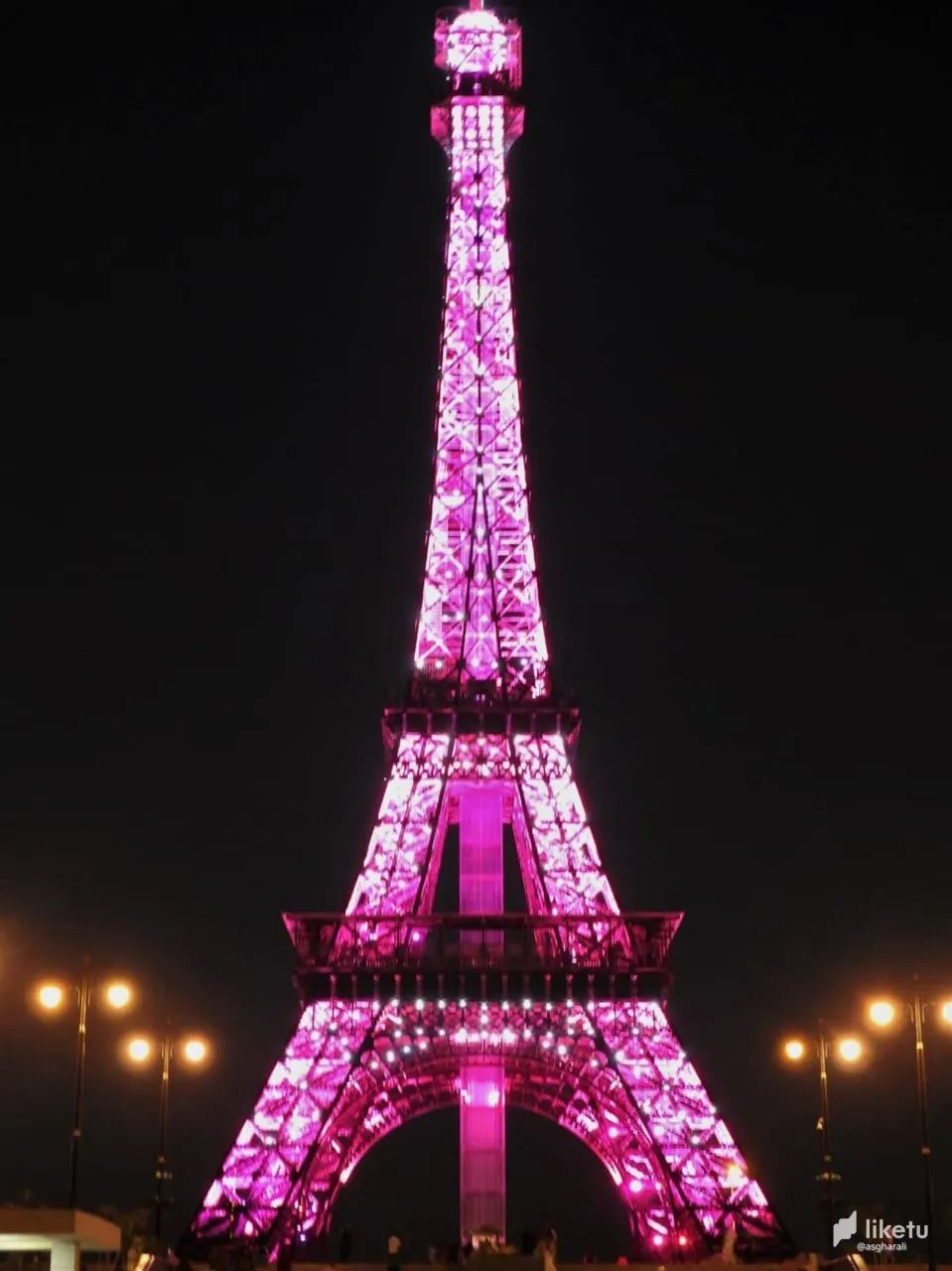 Night View Of Eiffel Tower Bahria Town And The Colourful Lightnings