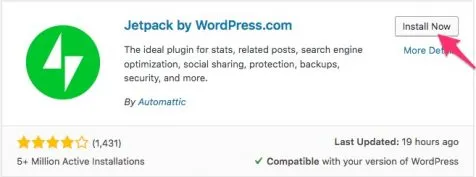 Install jetpack plugin wordpress