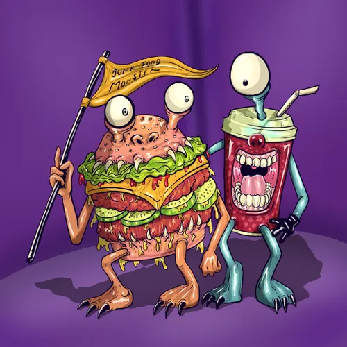 Junk Food Monster, cartoon illustration