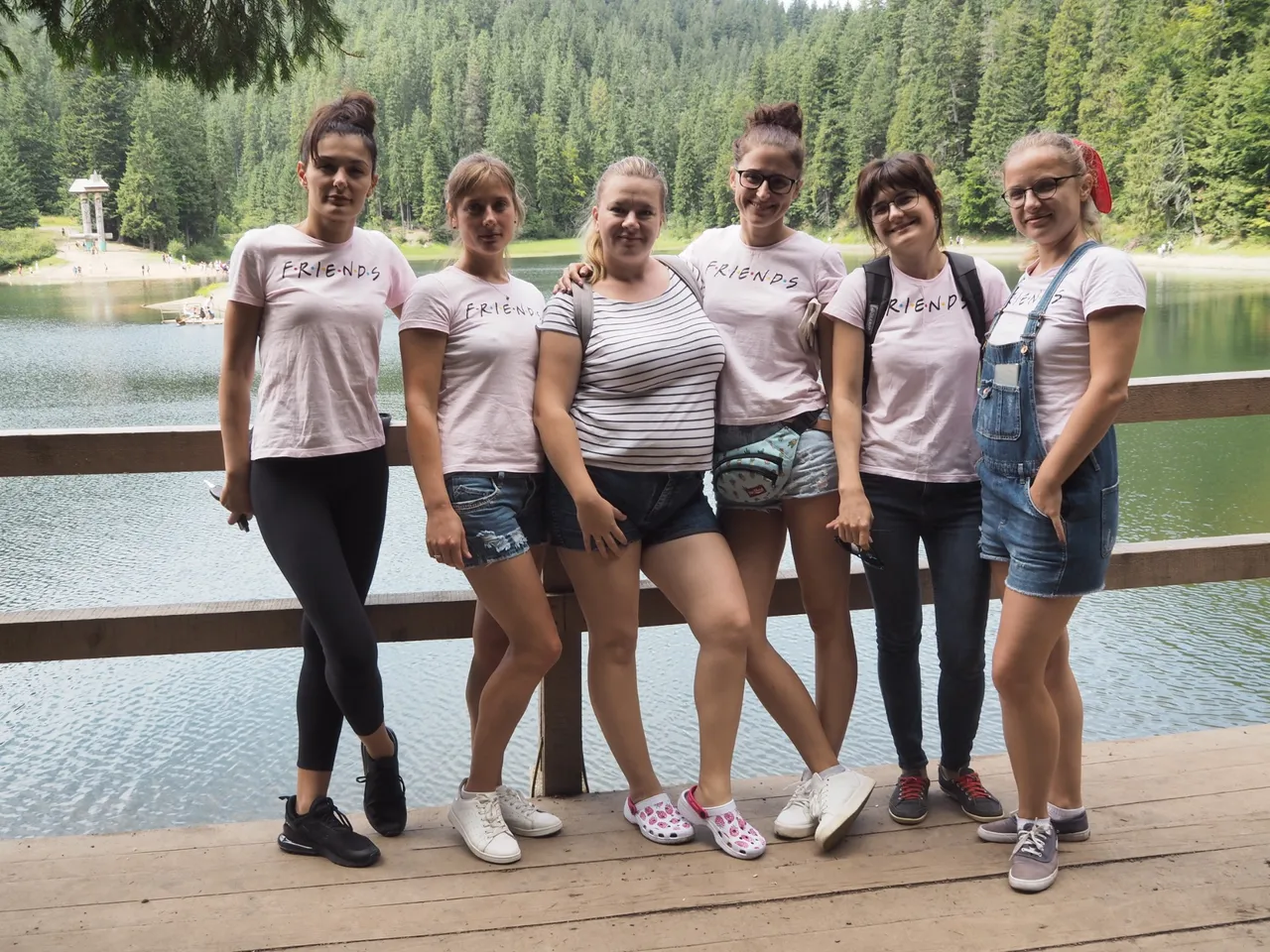 Me and my friends on the shore of Lake Synevyr