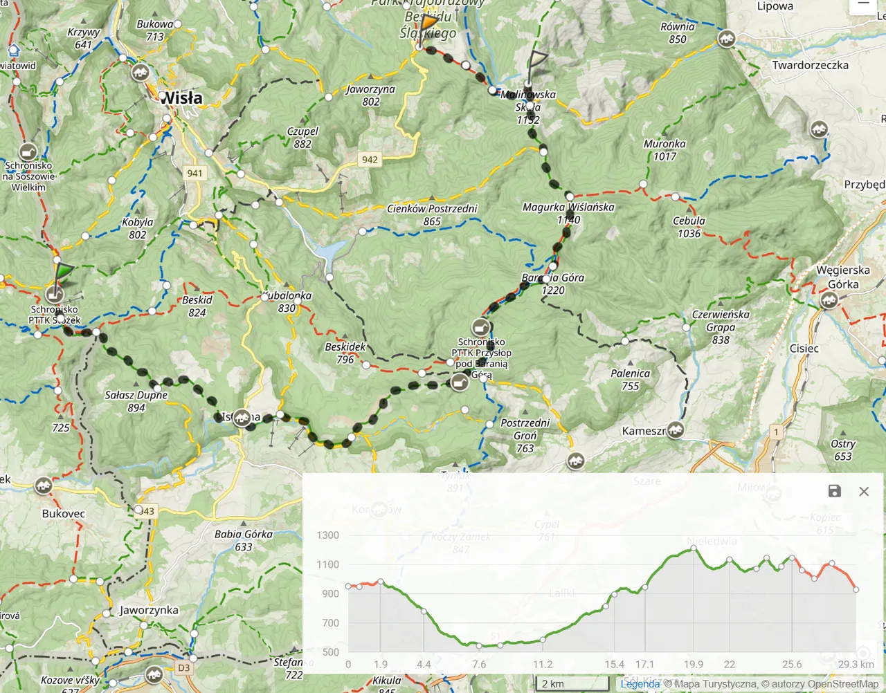 Zielony szlak Smerekowiec - Straconka. Dzień 2 (29,4km; 1198m podejść)