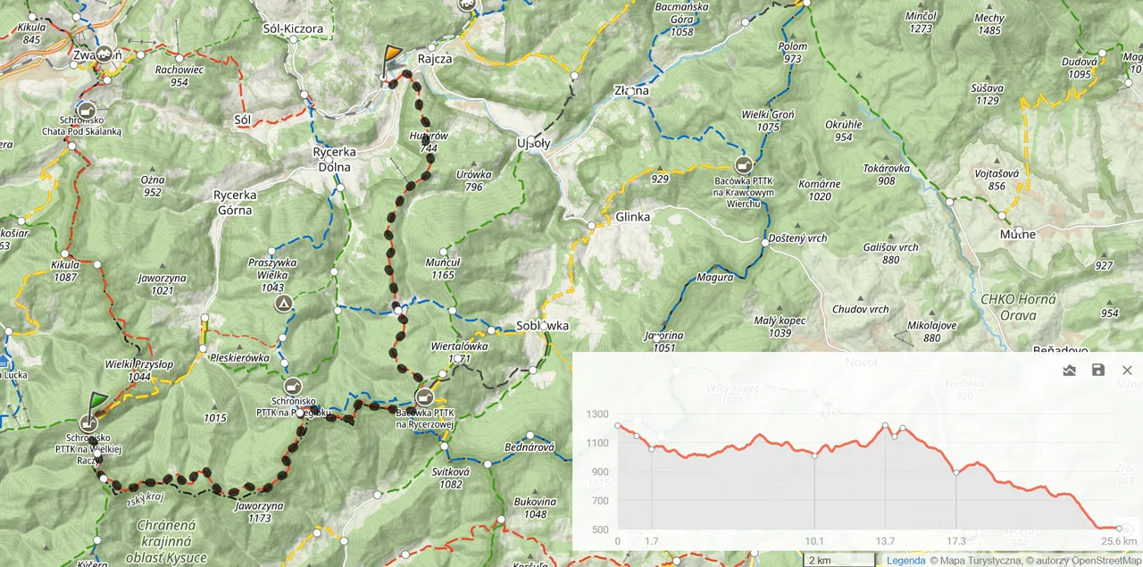 Drugi dzień na szlaku Sól - Rycerka (25,6km, 819m podejść)