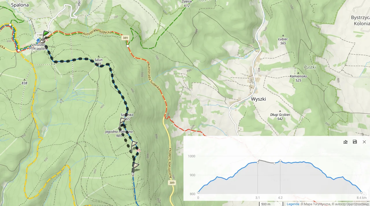 Trasa 2 (Jagodna). 8,4km i 218m podejść