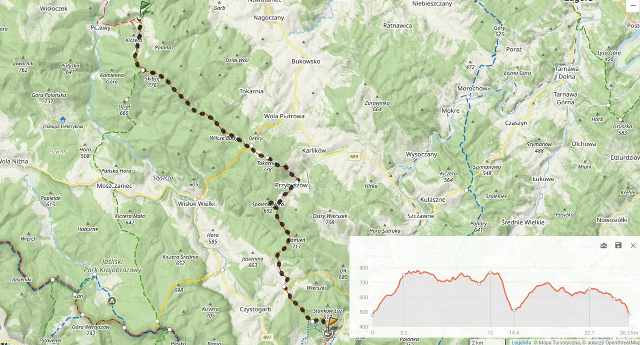 Główny Szlak Beskidzki 2024 - Dzień 15: ”Puławy Górne - Komańcza” (26,2km i 781m podejść). Nocleg: ”Leśna Willa PTTK”, Komańcza