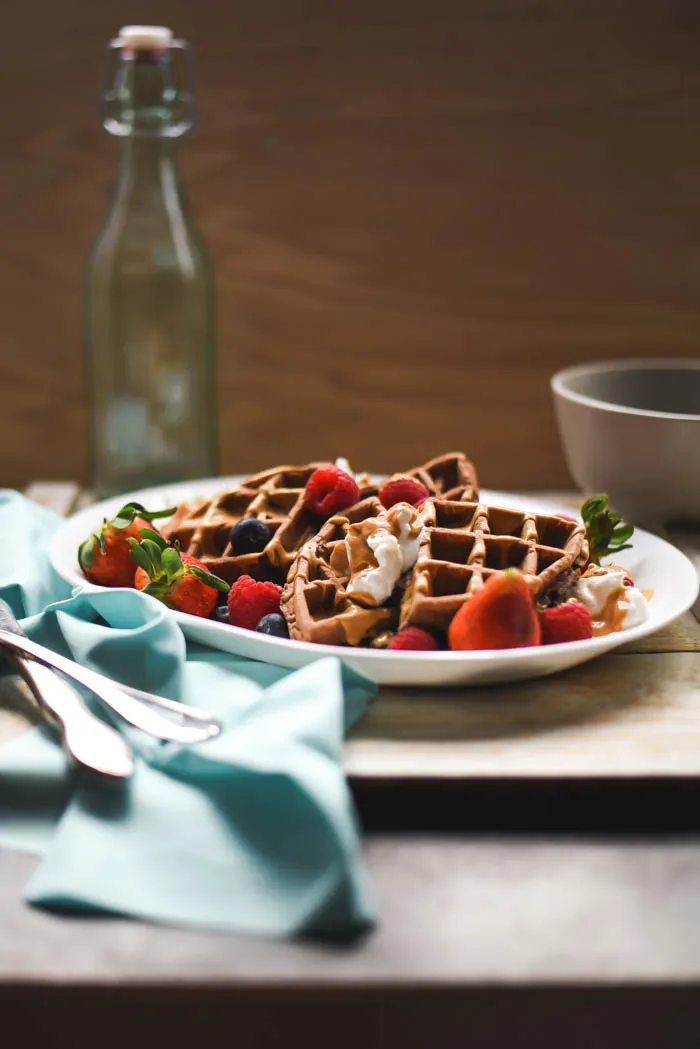 Chocolate Spelt Greek Yogurt Waffles + Maple Nut Butter Syrup.jpg