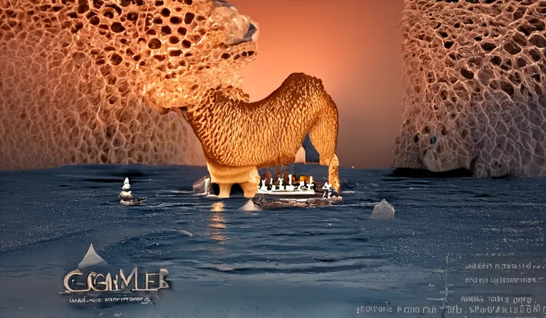 Camel in iceberg paying chess with crocodiles .png