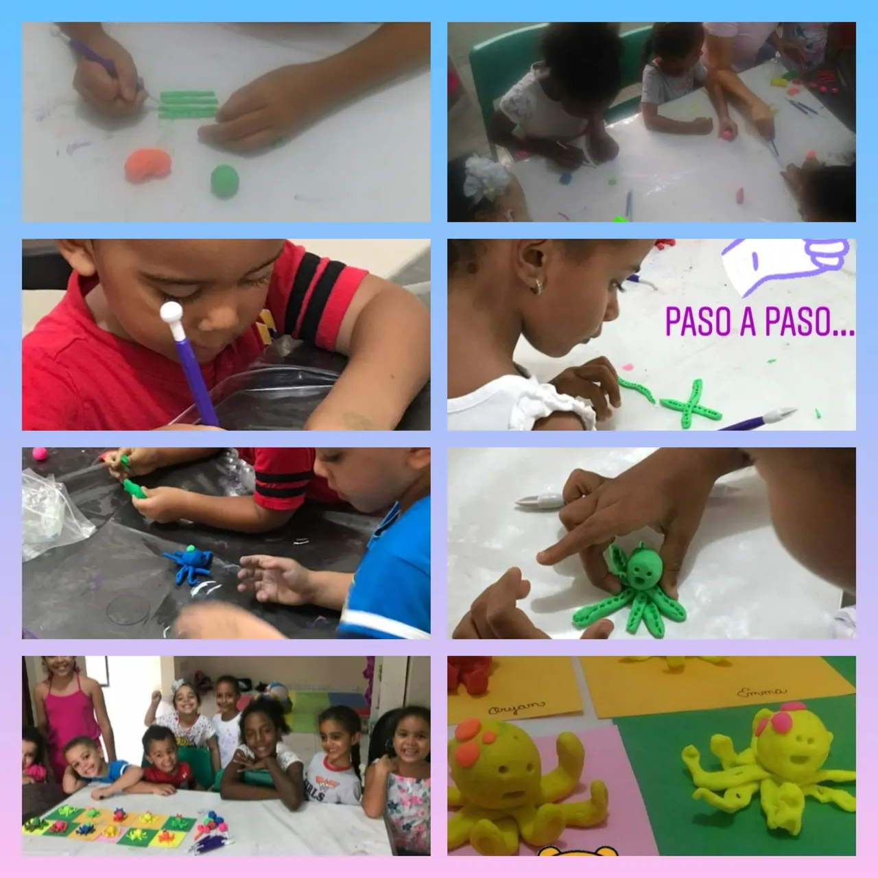 Nuestros pequeños artistas en acción./Our little artists in action.