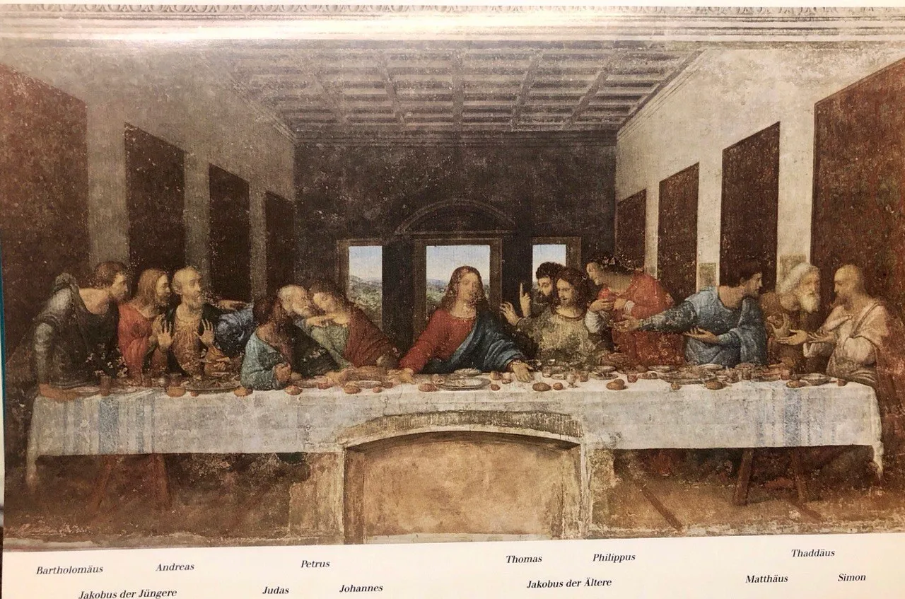 Leonardo da Vinci, das letzte Abendmahl mit Beschriftungen von Horst Heigl