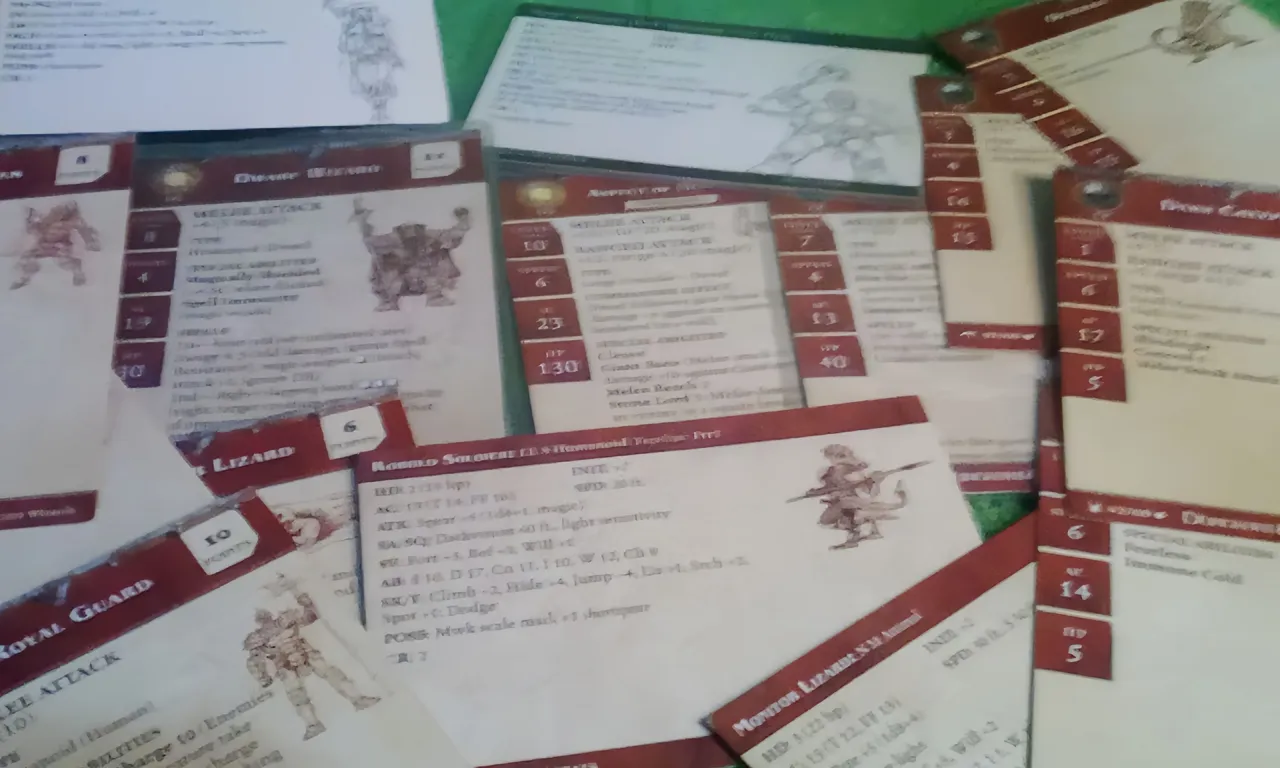 Fichas de miniaturas