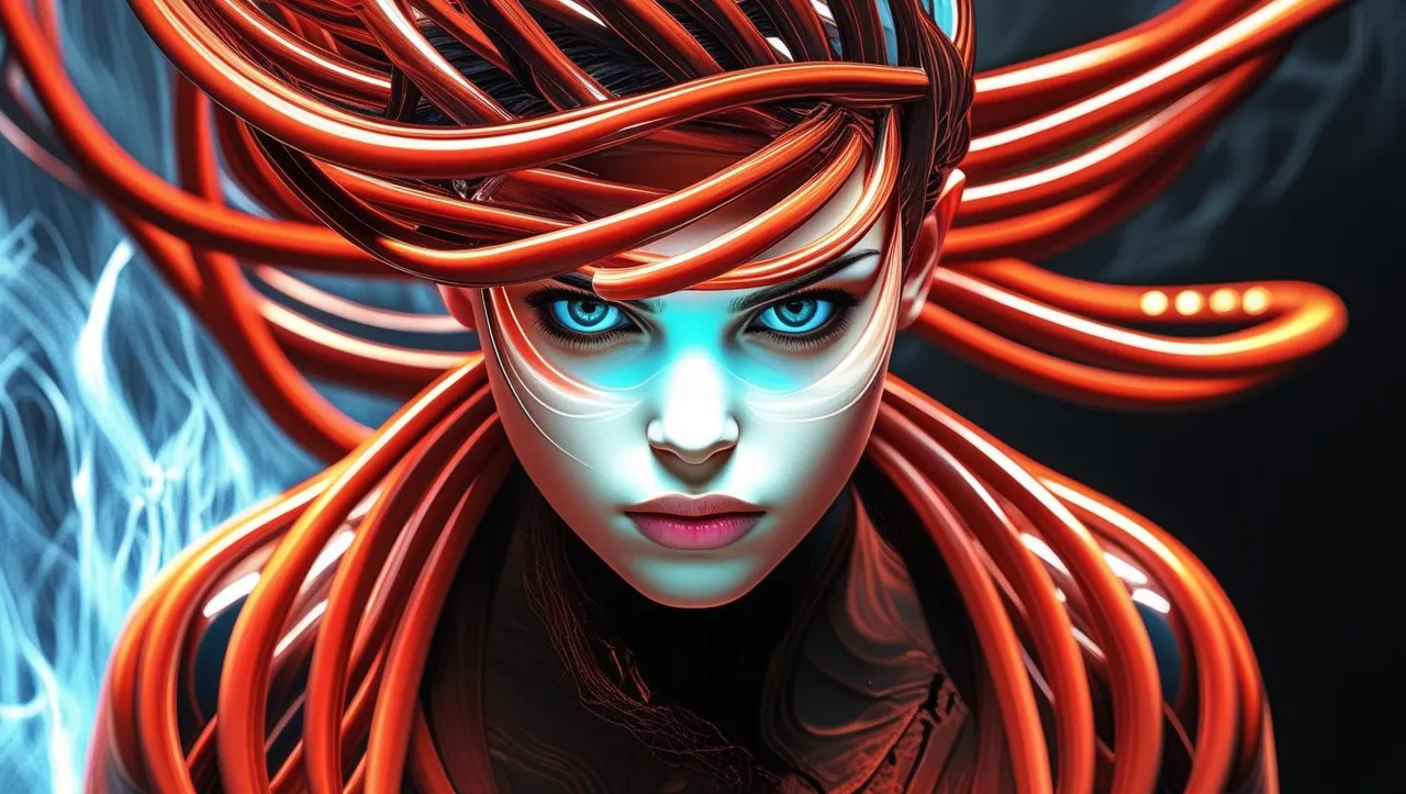 _A powerful young woman with intense eyes staring directly at the camera, serious facial expression, long flowing red hair that twists upward as if it's being pulled or blown from below. Her face is highly deta (3).jpg