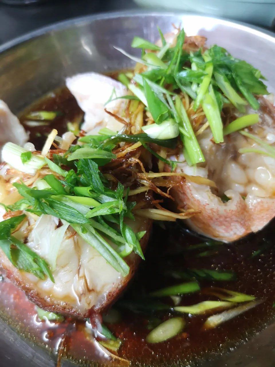Ginger scallion soy sauce steamed fish / Chinese cooking