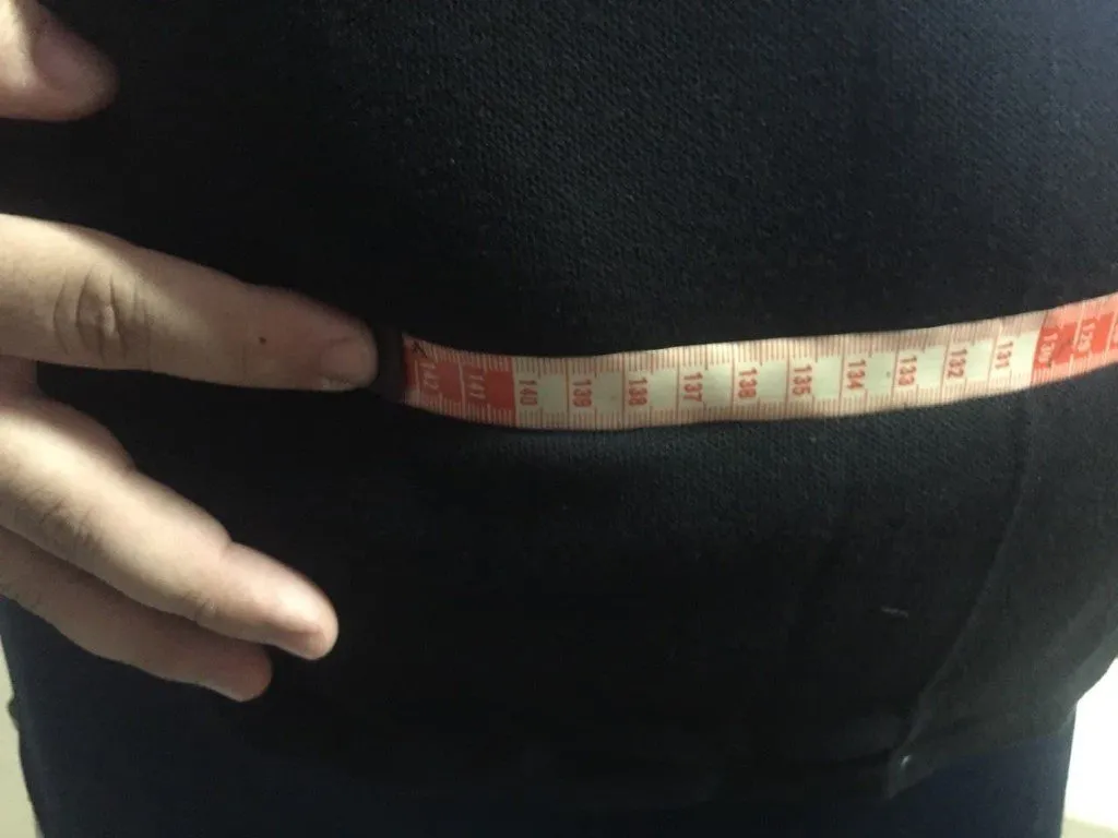 My belly is almost 143 centimeters wide