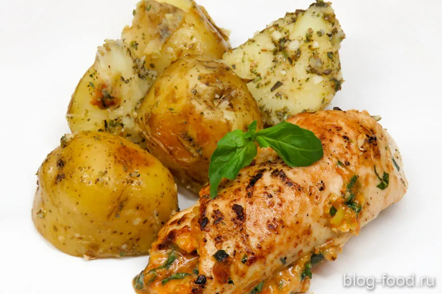 Chicken stuffed with cheese and Basil