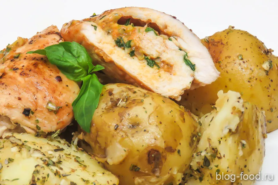 Chicken stuffed with cheese and Basil