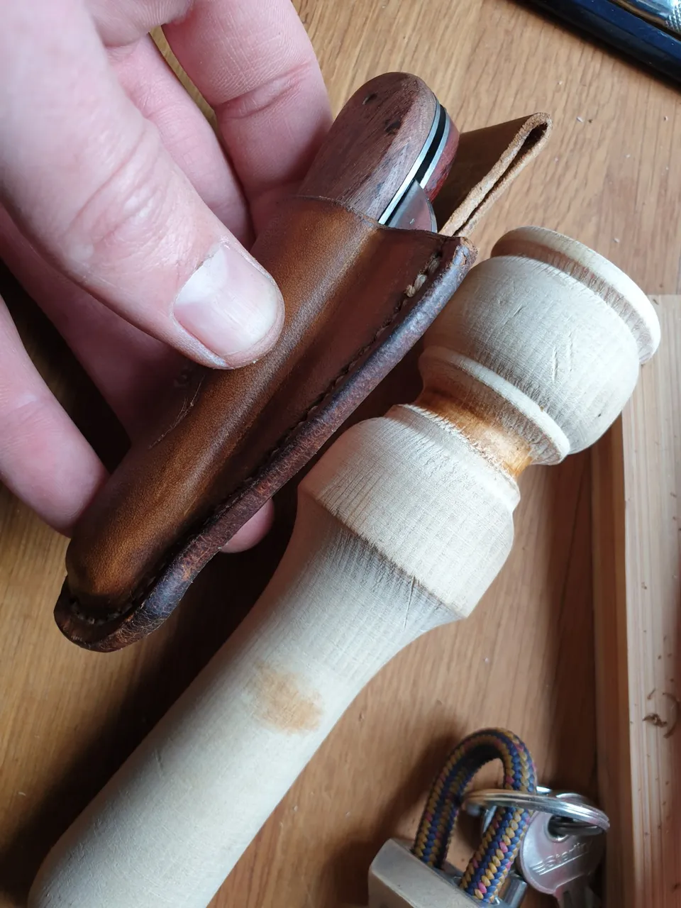 burnishing leather knife sheath edges