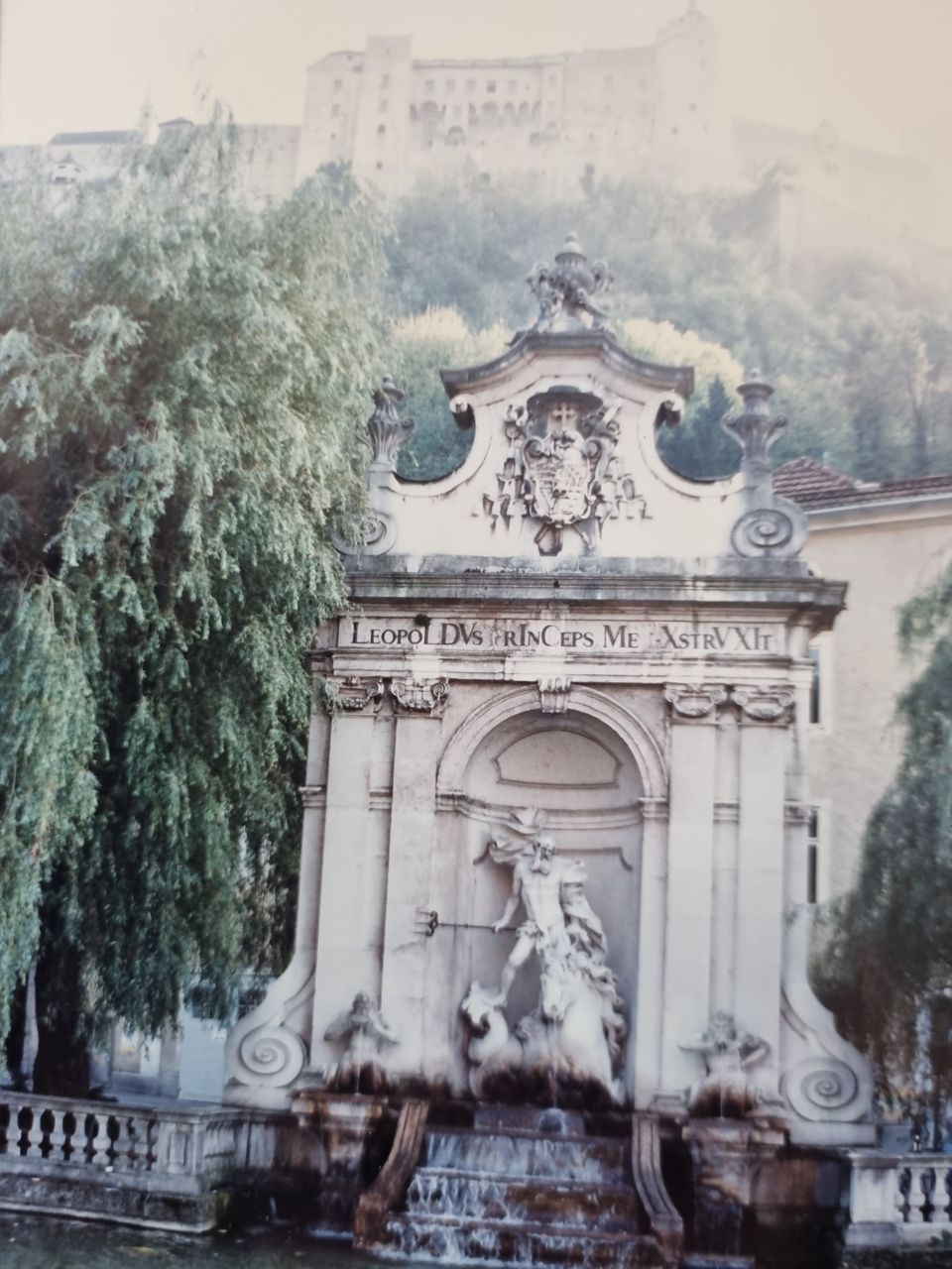 Neptune Fountain Below Fortress Hohensalzburg.