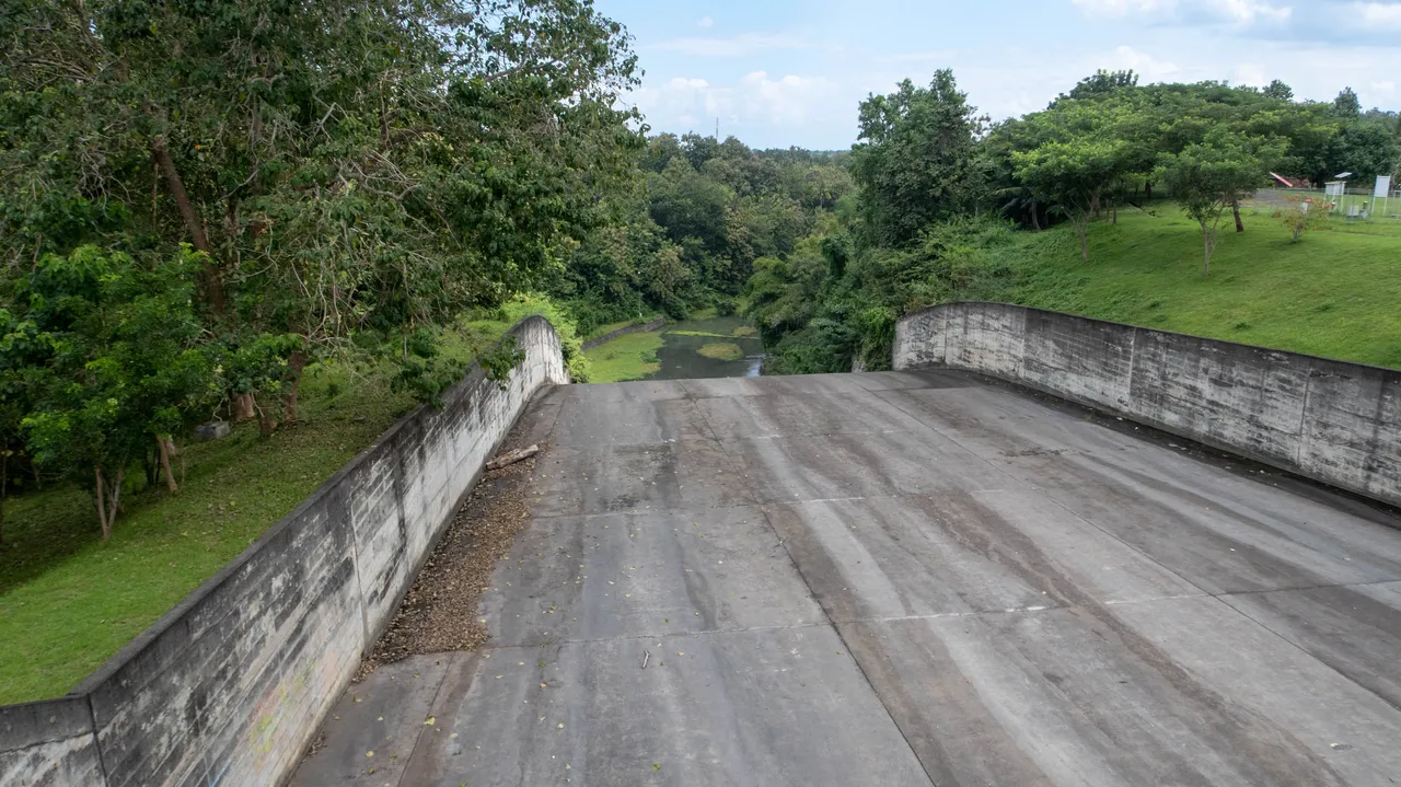 The view from the other side of the bridge, this was where the water flow when it is released.