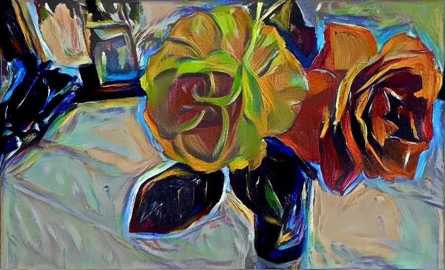 Two Roses Oil Painting