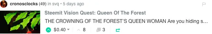 Steemit Vision Quest: Queen Of The Forest