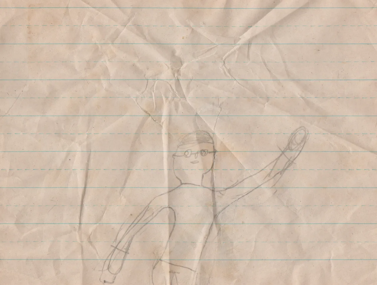 1990s - Joey Arnold drawing himself waving, maybe 1995, not sure when-2.png