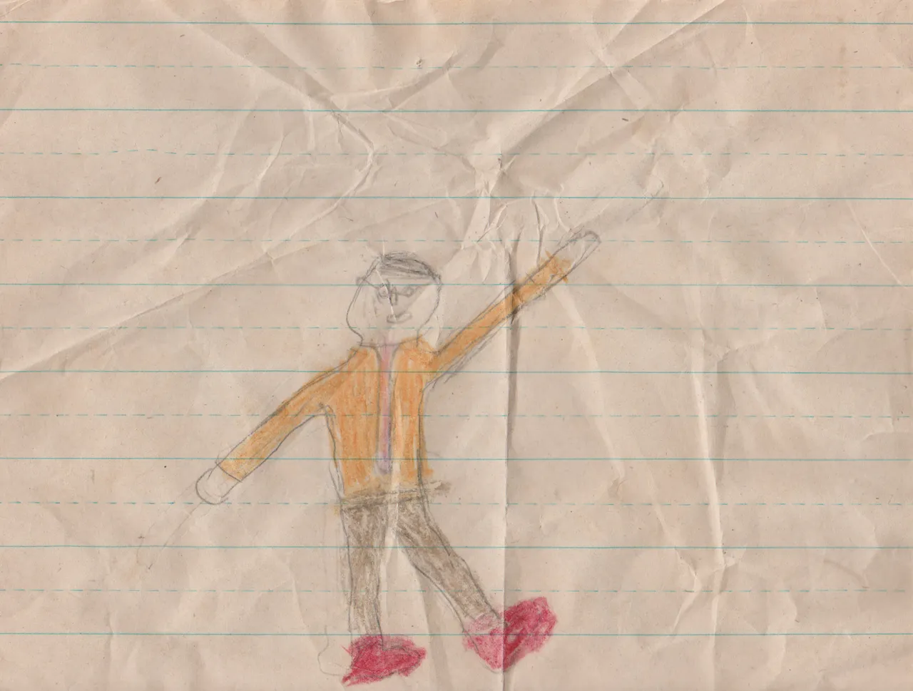 1990s - Joey Arnold drawing himself waving, maybe 1995, not sure when-1.png
