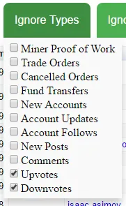 ignore types menu