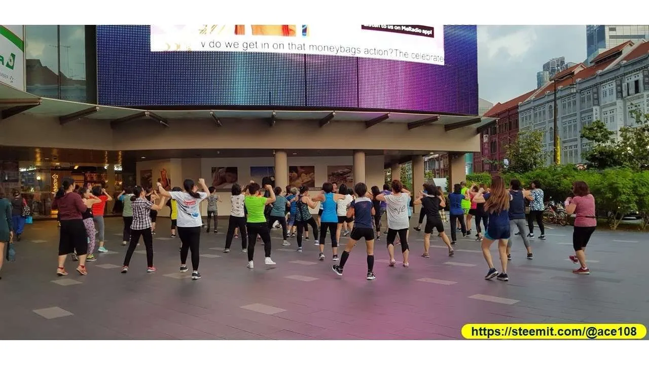 Zumba outside Chinatown Point