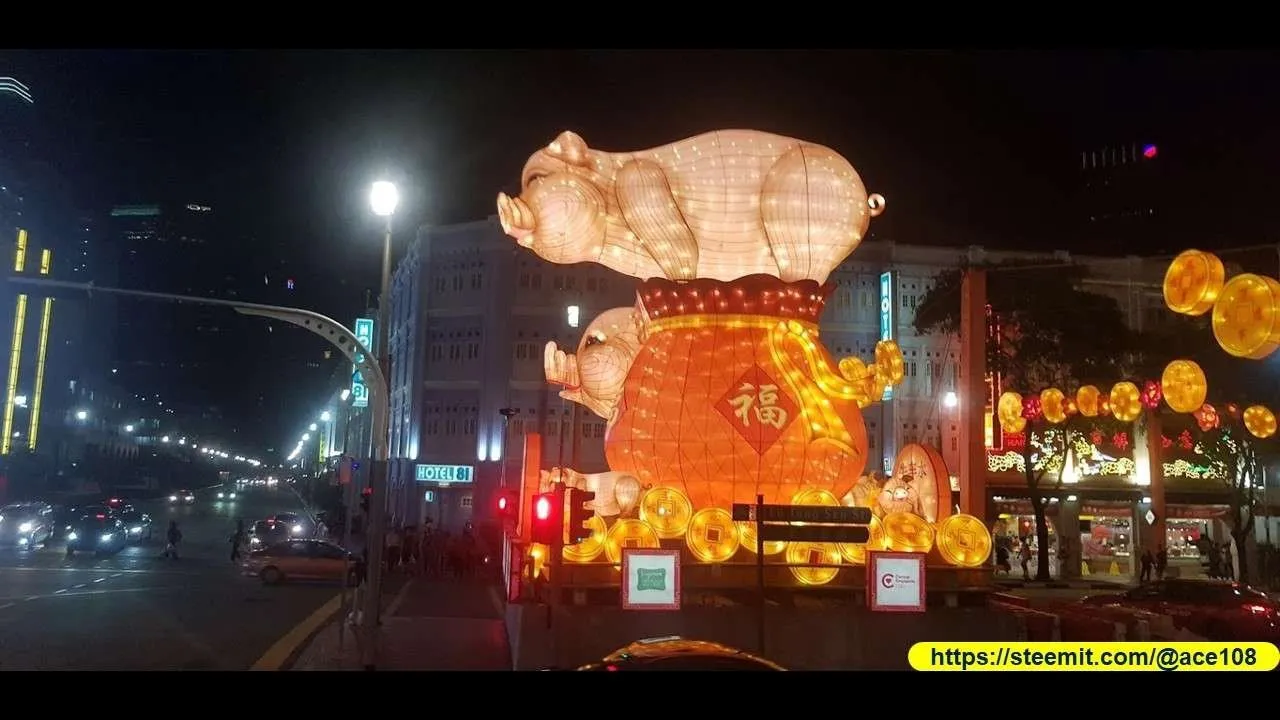 Pigs at Eu Tong Sen Chinese New Year decoration.