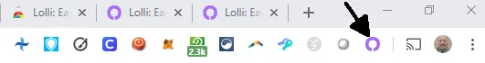 lolli in extension toolbar