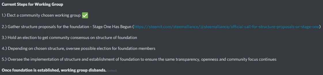 steem alliance working group steps