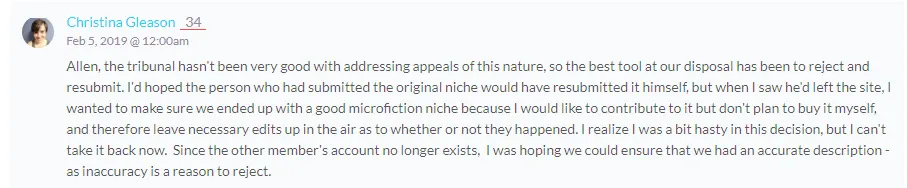 Narrative comment