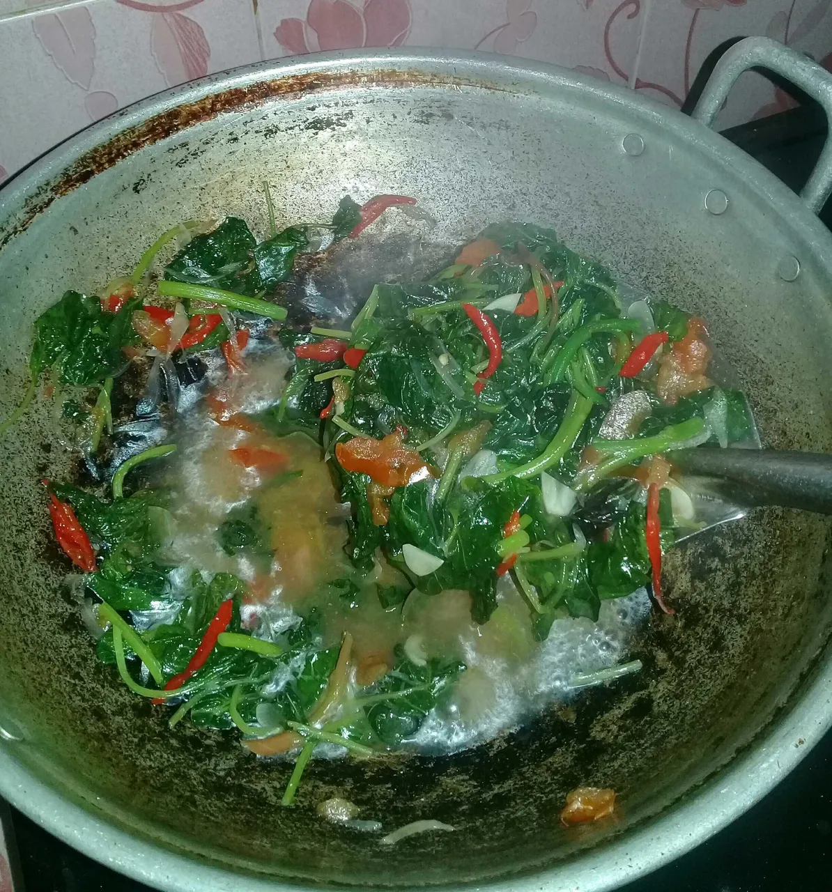 Recipe Spinach Stir Fry Bayam Tumis Bilingual