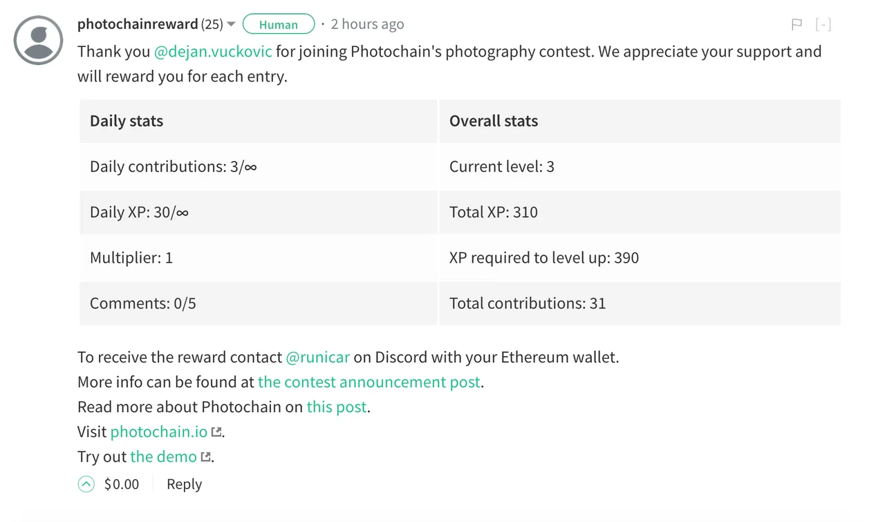 Photochain Reward bot