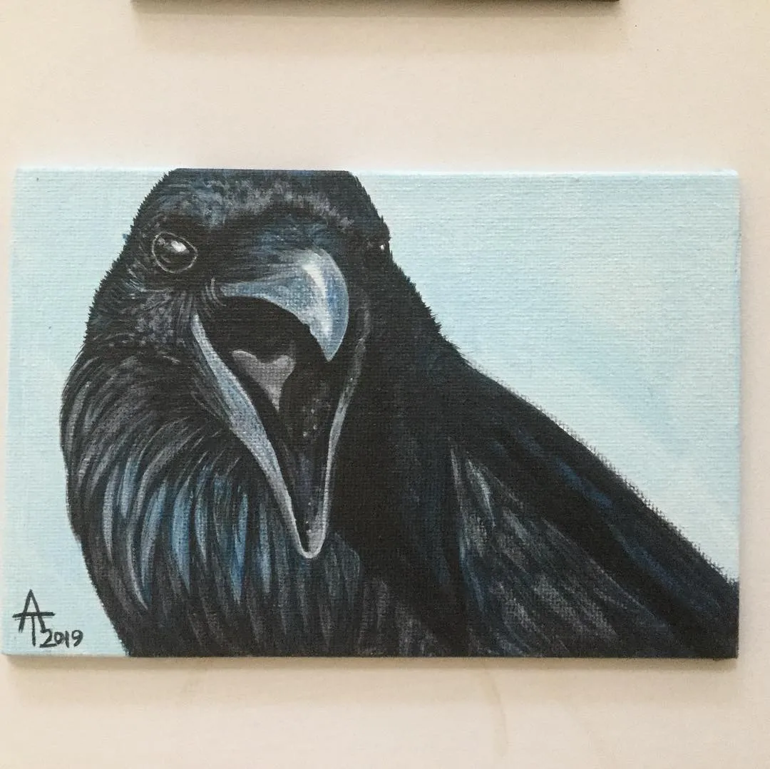 Unnamed Raven - Acrylic on 6x4" Canvas