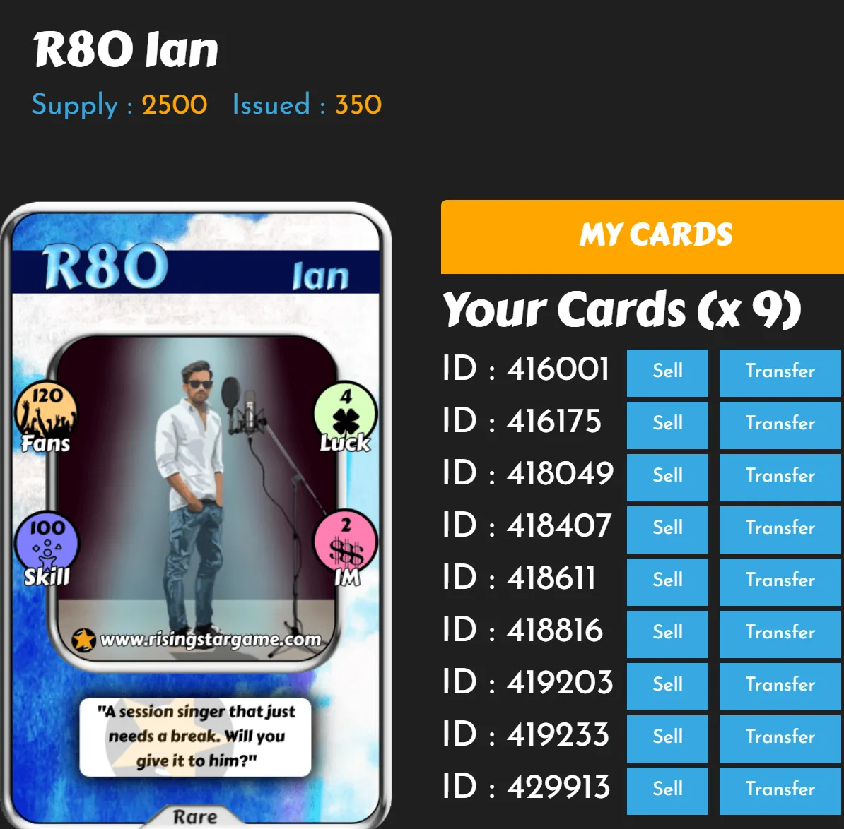 R80 Ian/A Session Singer!!!