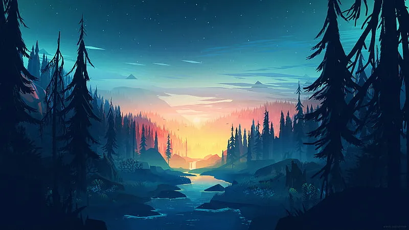 HD-wallpaper-mikael-forest-flat-forest-minimal-river-sundown-sunset.jpg
