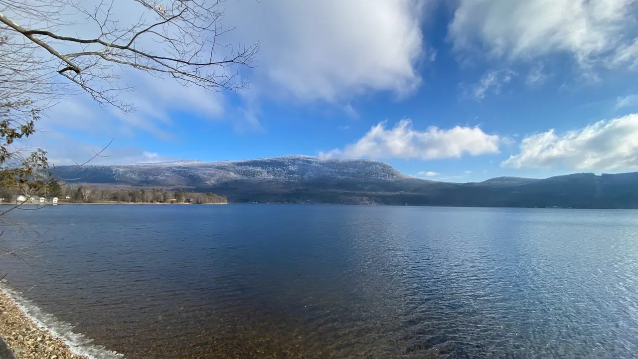 White snow and white clouds