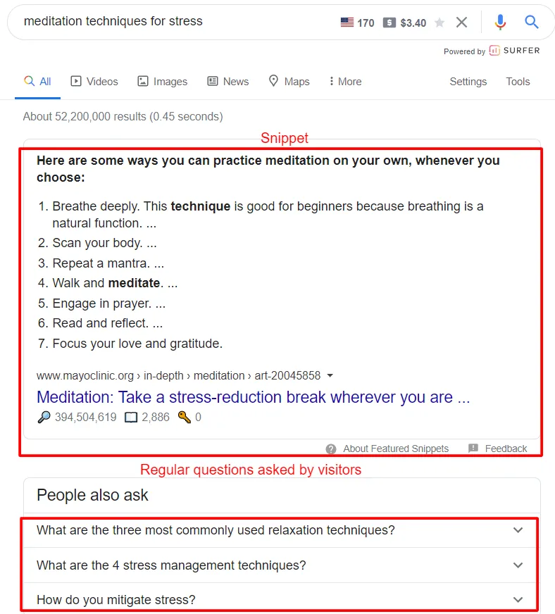 Your content could be featured as a snippet if you use LSI keywords