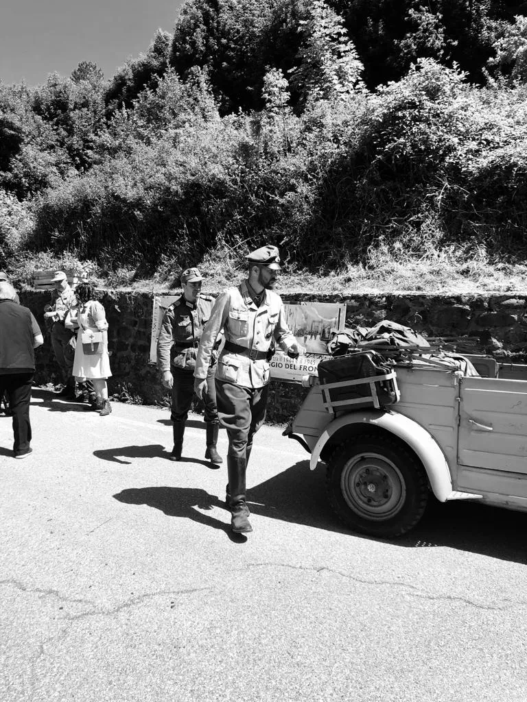 The German soldier in the re enactment. Most of the girls of the village say he is too hot eh eh eh