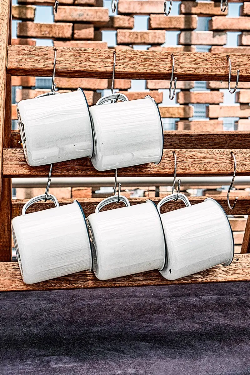 white enamel mugs