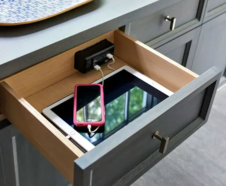 "In-drawer charging station"