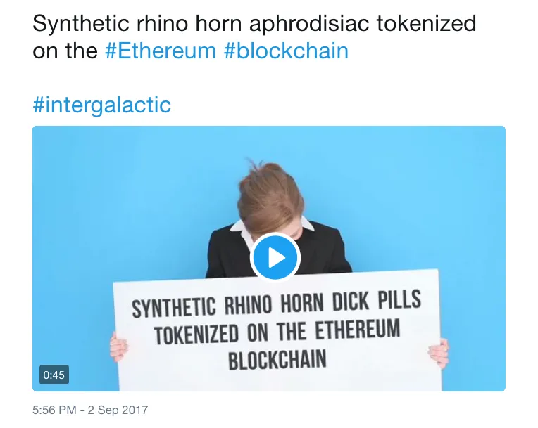 SYNTHORN on Twitter Back by popular demand. https t.co 1d7m5EX06x Synthetic rhino horn aphrodisiac tokenized on the Ethereum blockchain intergalactic https t.co dprjEkUf2J (1).png