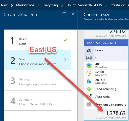 East US Pricing