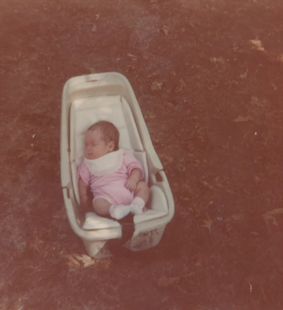 1980-08-22 Friday Katie 60 Days Pink Onesy Sleep Crib.png